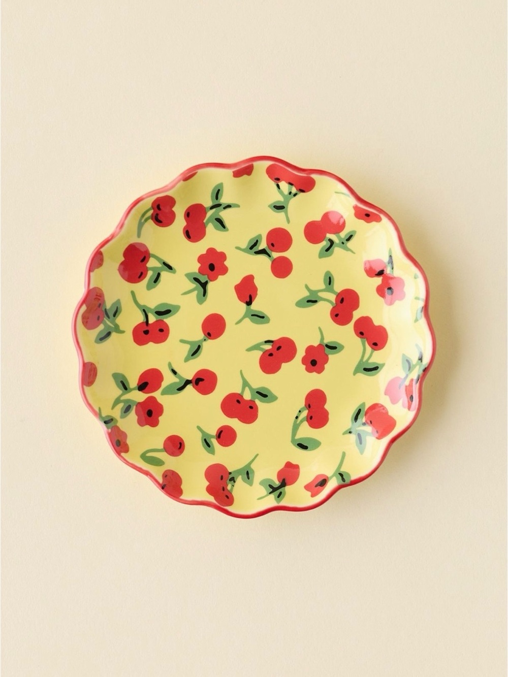 Icon Scalloped Ceramic Catch-All Dish in Cherry Land Print 🍒🍒🍒 NWT
